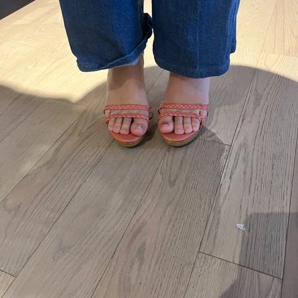 Betsy Johnson double toe strapped , wrapped around the ankle stiletto heel shoe.